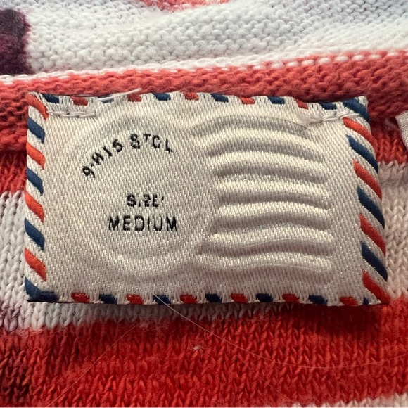 Anthropologie Postmark Striped Floral Crop Top Size S Red White Tie Front - Picture 4 of 6